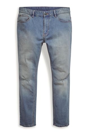 Chalk Wash Ripped Knee Jeans With Stretch